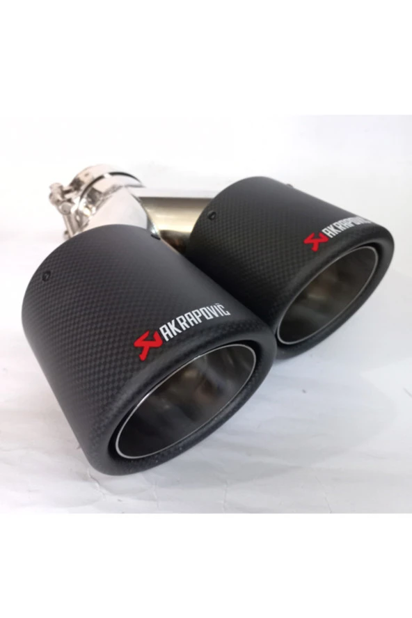 90 mm. Akrapoviç Egsoz eksoz Ucu DUAL Çiftli Mat Karbon SAĞ/SOL Uyumlu TAKIM - Resim 2