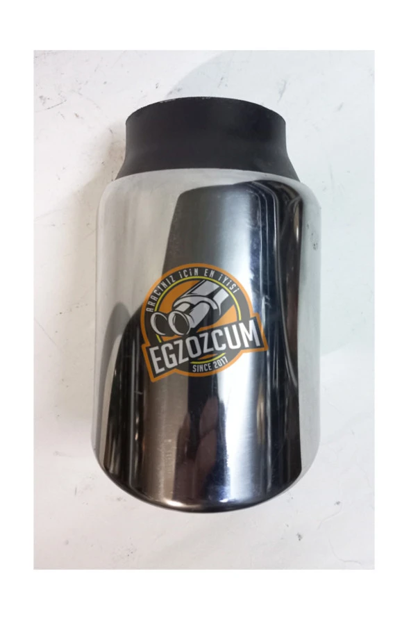 90 mm. Paslanmaz Krom içi boş önü kesik yuvarlak tekli egzoz eksoz ucu - Resim 3