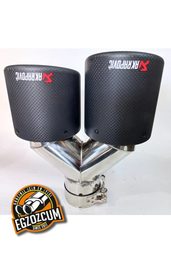 90 mm. Akrapoviç Egsoz eksoz Ucu DUAL Çiftli Mat Karbon SAĞ/SOL Uyumlu TAKIM - Resim 3