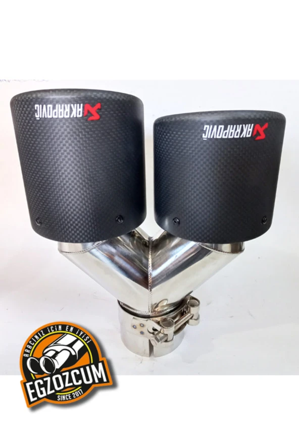 90 mm. Akrapoviç Egsoz eksoz Ucu DUAL Çiftli Mat Karbon SAĞ/SOL Uyumlu TAKIM - Resim 4