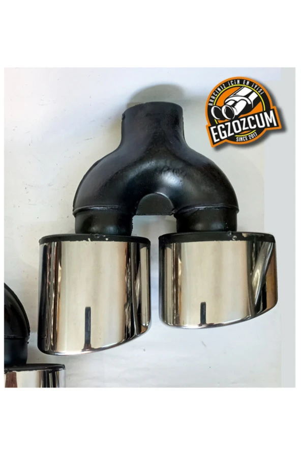 100 mm. Paslanmaz krom yassı çiftli SAĞ/SOL egzoz eksoz ucu (çapraz eşit) - Resim 5