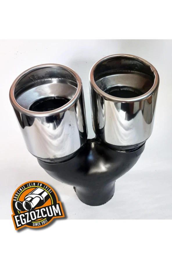 76 mm. ÇİFTLİ İÇİ DOLU EŞİT KROM EGZOZ EKSOZ UCU - Resim 2