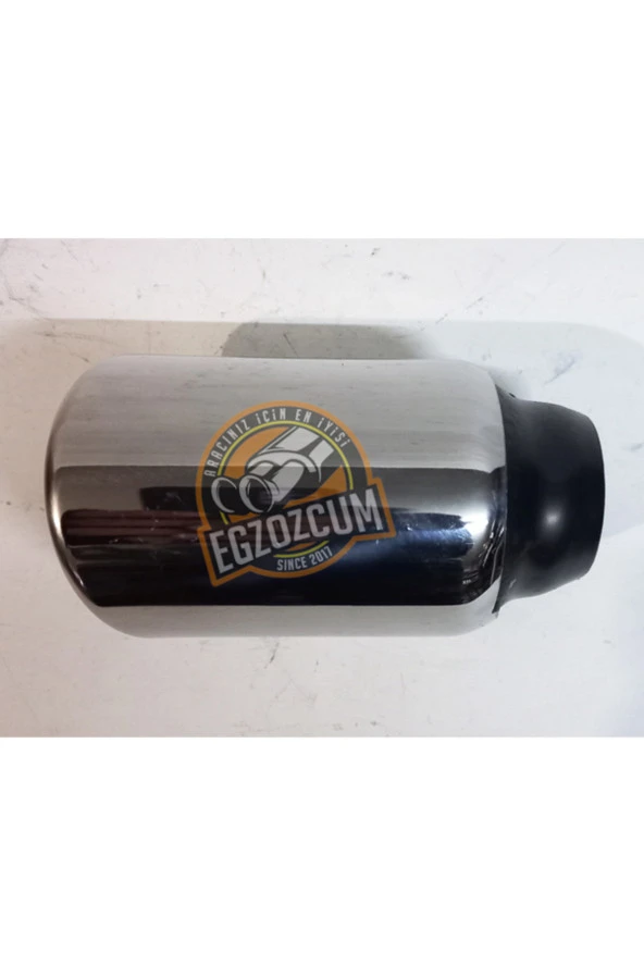 60 mm. Paslanmaz Krom içi boş önü kesik yuvarlak tekli egzoz eksoz ucu - Resim 4