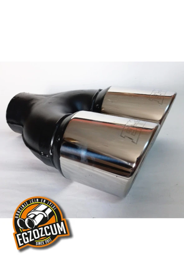 76 mm. ÇİFTLİ İÇİ DOLU EŞİT KROM EGZOZ EKSOZ UCU - Resim 3