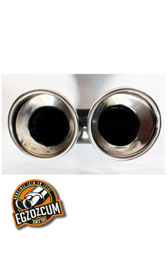 76 mm. ÇİFTLİ İÇİ DOLU EŞİT KROM EGZOZ EKSOZ UCU - Resim 4