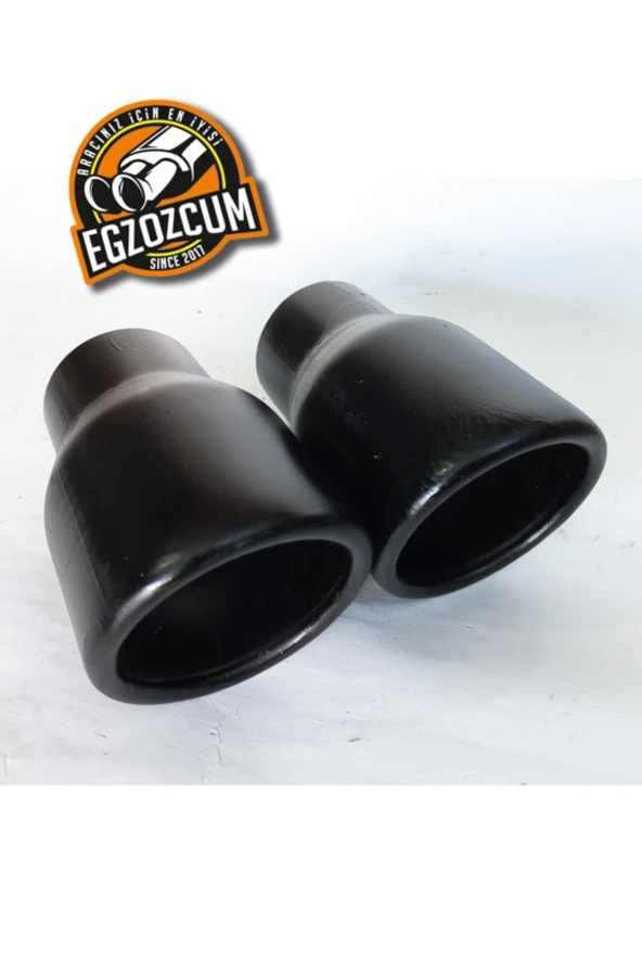 Siyah Antipas kaplamalı nikelaj tekli Önü kesik egzoz eksoz ucu 60 mm - Resim 4