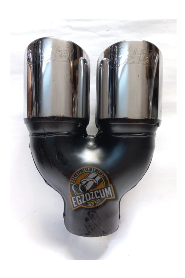 76 mm. ÇİFTLİ İÇİ DOLU EŞİT KROM EGZOZ EKSOZ UCU - Resim 6