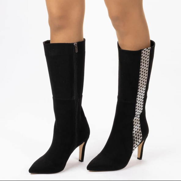 Kadın İnce Topuklu Sivri Burunlu Klasik  Çizme - Resim 5
