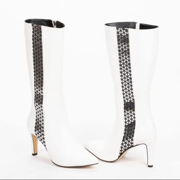 Kadın İnce Topuklu Sivri Burunlu Klasik  Çizme - Resim 8