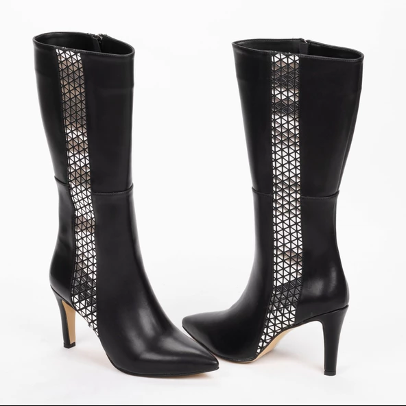 Kadın İnce Topuklu Sivri Burunlu Klasik  Çizme - Resim 12