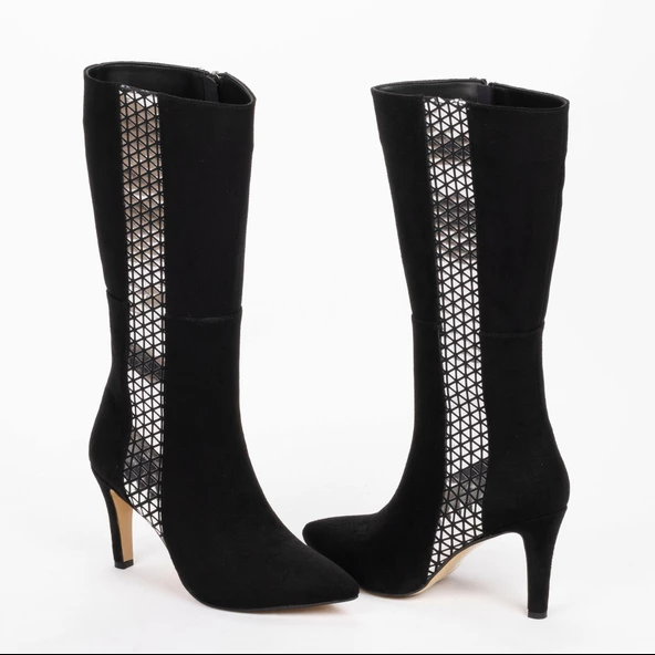 Kadın İnce Topuklu Sivri Burunlu Klasik  Çizme - Resim 6