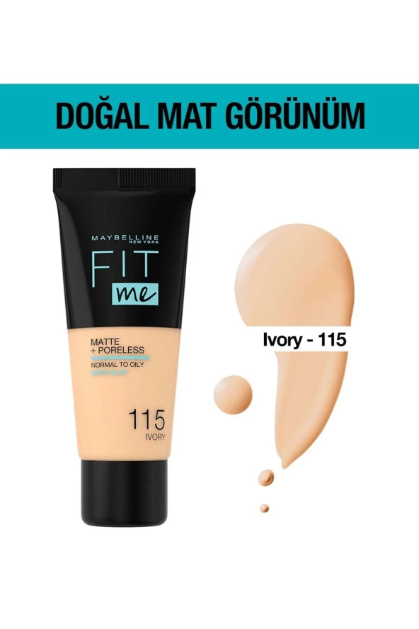 Maybelline New York Mat Fondöten - Fit Me Matte + Poreless Foundation 115 Ivory