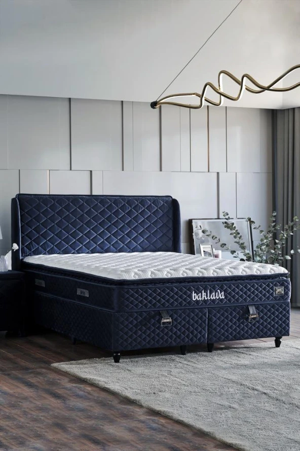 Niron Baklava Yatak Seti - 120x200 cm Antrasit Tek Kişilik, Pedli Sert Yatak, Lüks Baza ve Başlık Takımı - 3