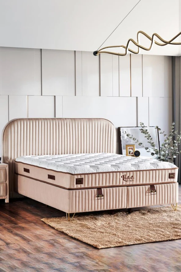 Niron Line Visco Yatak Seti – Orta Sert Ortopedik Yatak Krem Baza Ve Başlık Takımı