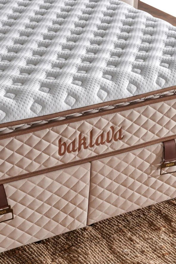 Niron Baklava Yatak Seti - 160x200 cm Krem Tek Kişilik, Pedli Sert Yatak, Lüks Baza ve Başlık Takımı - 3