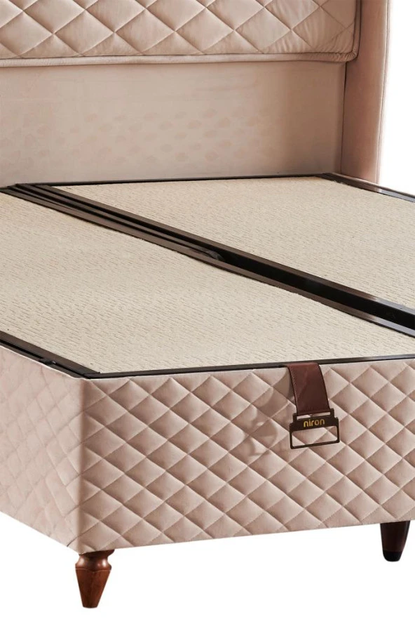 Niron Baklava Yatak Seti - 150x200 cm Krem Tek Kişilik, Pedli Sert Yatak, Lüks Baza ve Başlık Takımı - 4