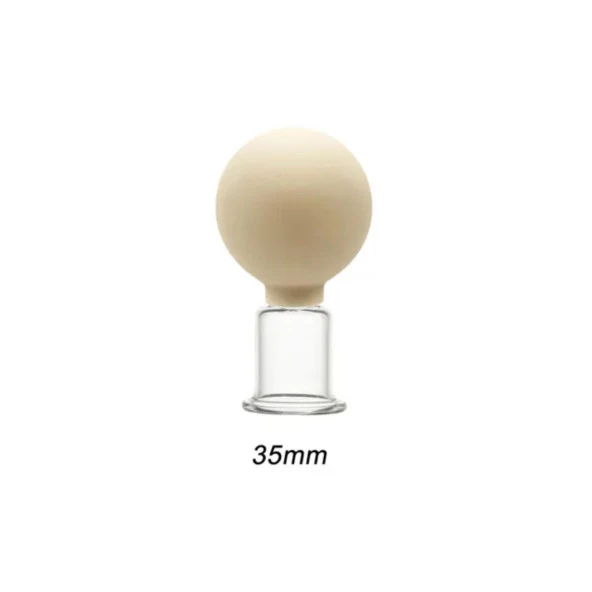 Silikon Vakumlu Yüz ve Boyun İçin Cam Masaj Kupası No:3 Bej Renk ürün görseli