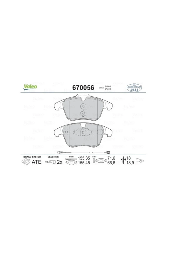 VALEO Ön Fren Balata Tk. C5 3 08+ Peugeot 407 508 4254.a7 670056