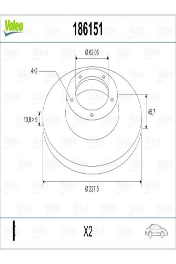 VALEO 186151 Fren Diski On Duz 227.5 Mm ( Fiat 0004139010 4208311 (we582767) (FİYAT:2 ADET İÇİNDİR)