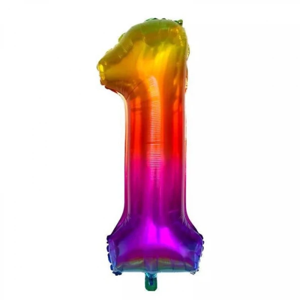 1 Rakam Gökkuşağı Folyo Balon 80 cm