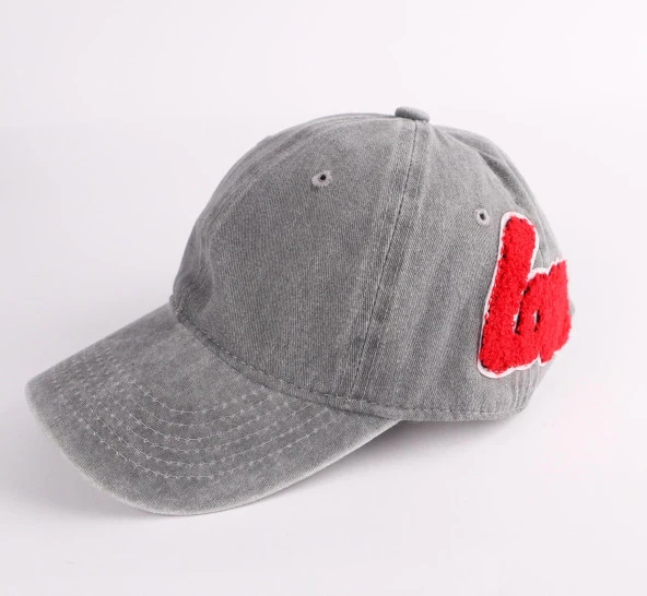 Perlotus Love Nakışlı Gri Pamuklu Yıkamalı Kadın Şapka - 2