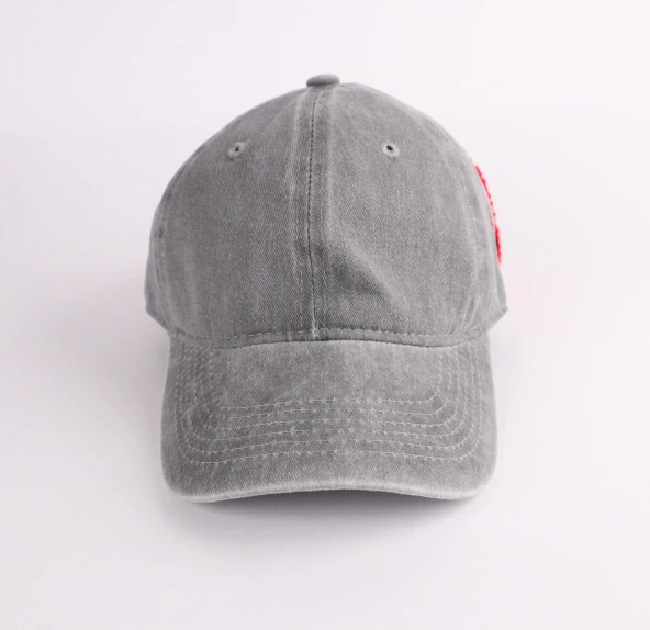 Perlotus Love Nakışlı Gri Pamuklu Yıkamalı Kadın Şapka - 5