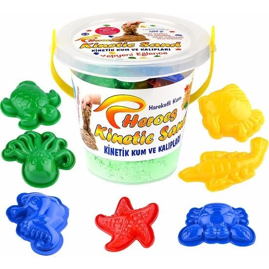 Heroes Kinetik Kum Kovalı Set 6 Renk Seçenekli 1 kg + 6 Parça Oyun Kalıbı - 10