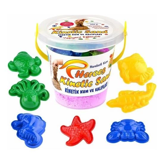 Heroes Kinetik Kum Kovalı Set 6 Renk Seçenekli 1 kg + 6 Parça Oyun Kalıbı - 9