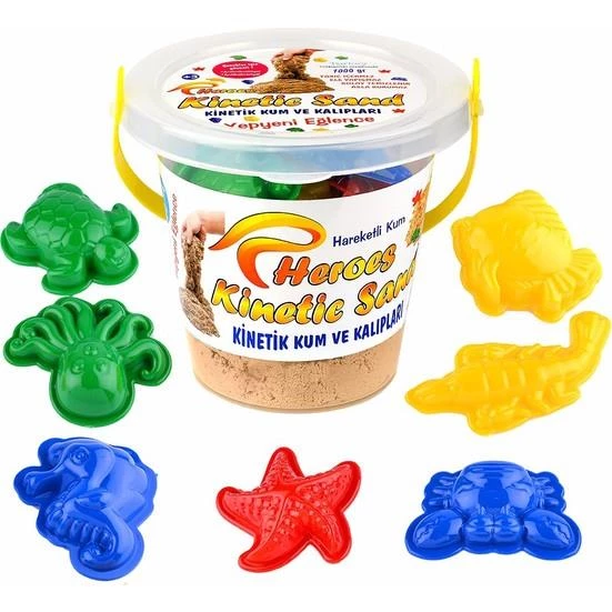 Heroes Kinetik Kum Kovalı Set 6 Renk Seçenekli 1 kg + 6 Parça Oyun Kalıbı - 6