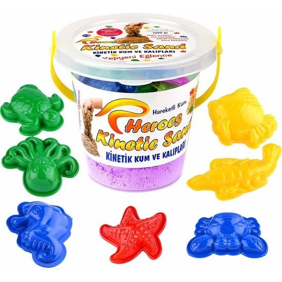 Heroes Kinetik Kum Kovalı Set 6 Renk Seçenekli 1 kg + 6 Parça Oyun Kalıbı - 3