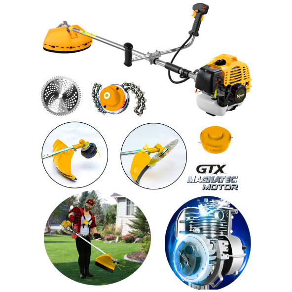 Wacker Pro Alman Technology terongy GTX 20 HP Bakır Sargılı Yan Tipi Ot Çim Çalı Biçme Tırpanı Full Aksesuarlı