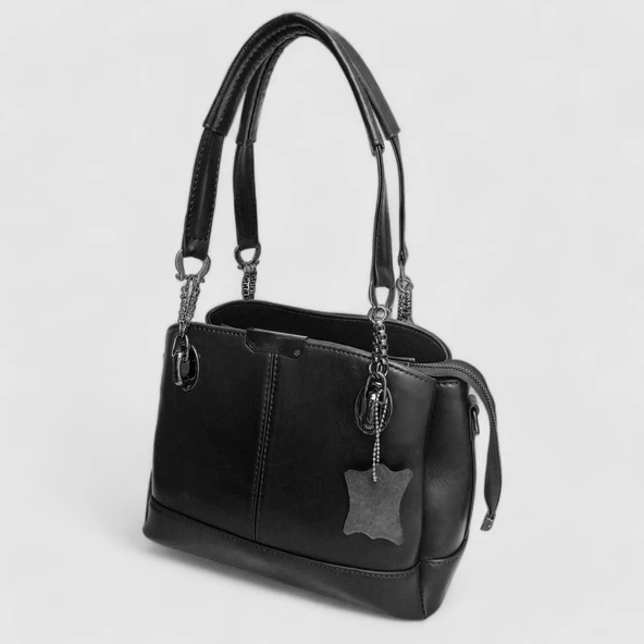 Lederax Hakiki Deri Üç Gözlü Omuz ve El Çantası LD483 - 5