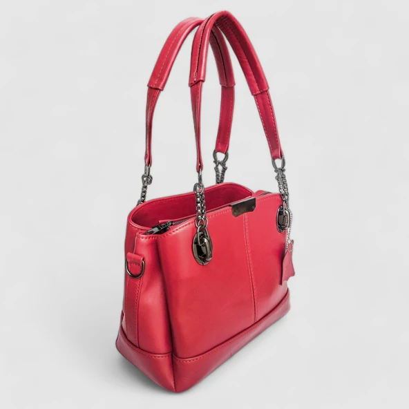 Lederax Hakiki Deri Üç Gözlü Omuz ve El Çantası LD483 - 12