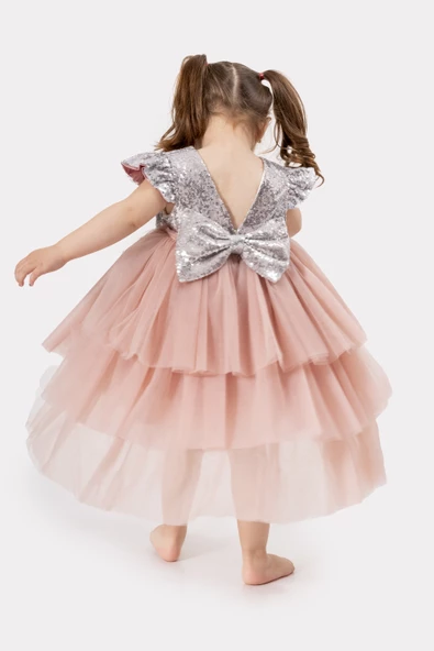 Bebek Kız Çocuk Doğum Günü Parti Düğün Elbise Tüllü Tütü Astarlı Çocuk Giyim Bebek Giyim Kız Bebek ELBYKYRKPUL - 3