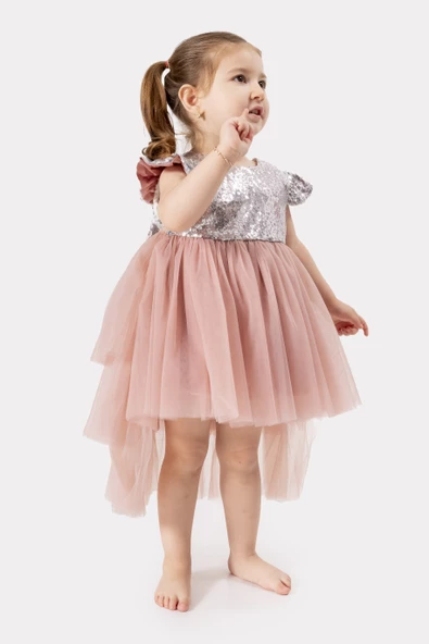 Bebek Kız Çocuk Doğum Günü Parti Düğün Elbise Tüllü Tütü Astarlı Çocuk Giyim Bebek Giyim Kız Bebek ELBYKYRKPUL - 12