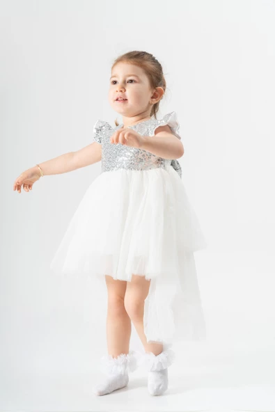 Bebek Kız Çocuk Doğum Günü Parti Düğün Elbise Tüllü Tütü Astarlı Çocuk Giyim Bebek Giyim Kız Bebek ELBYKYRKPUL - 11