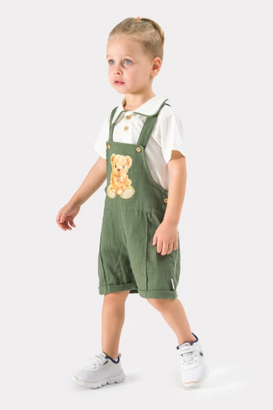 Erkek Çocuk Yazlık Müslin Kumaş Baskılı Müslin Alt Üst Çocuk Slopet - 3