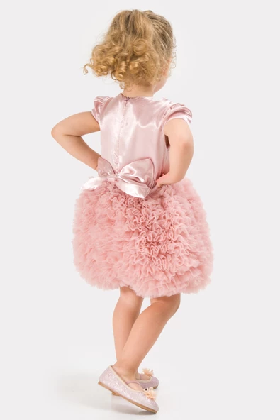 Bebek Kız Çocuk Doğum Günü Parti Düğün Elbise Tüllü Tütü Astarlı Çocuk Giyim Bebek Giyim Kız Bebek ELBYTUTUL - 4