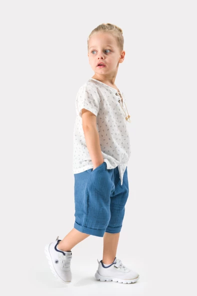 Erkek Çocuk Yazlık Müslin Kumaş Müslin Alt Üst Çocuk Takımı - 6