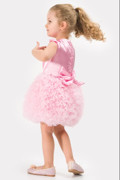 Bebek Kız Çocuk Doğum Günü Parti Düğün Elbise Tüllü Tütü Astarlı Çocuk Giyim Bebek Giyim Kız Bebek ELBYTUTUL - 9