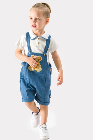 Erkek Çocuk Yazlık Müslin Kumaş Baskılı Müslin Alt Üst Çocuk Slopet - 6