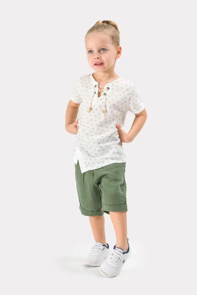 Erkek Çocuk Yazlık Müslin Kumaş Müslin Alt Üst Çocuk Takımı - 8