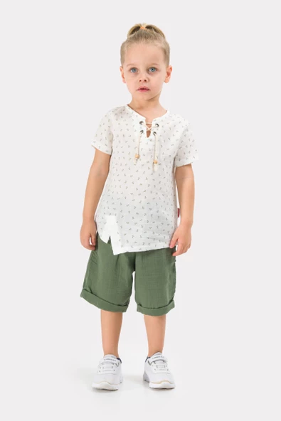 Erkek Çocuk Yazlık Müslin Kumaş Müslin Alt Üst Çocuk Takımı - 2