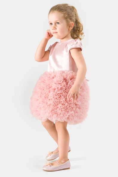 Bebek Kız Çocuk Doğum Günü Parti Düğün Elbise Tüllü Tütü Astarlı Çocuk Giyim Bebek Giyim Kız Bebek ELBYTUTUL - 8