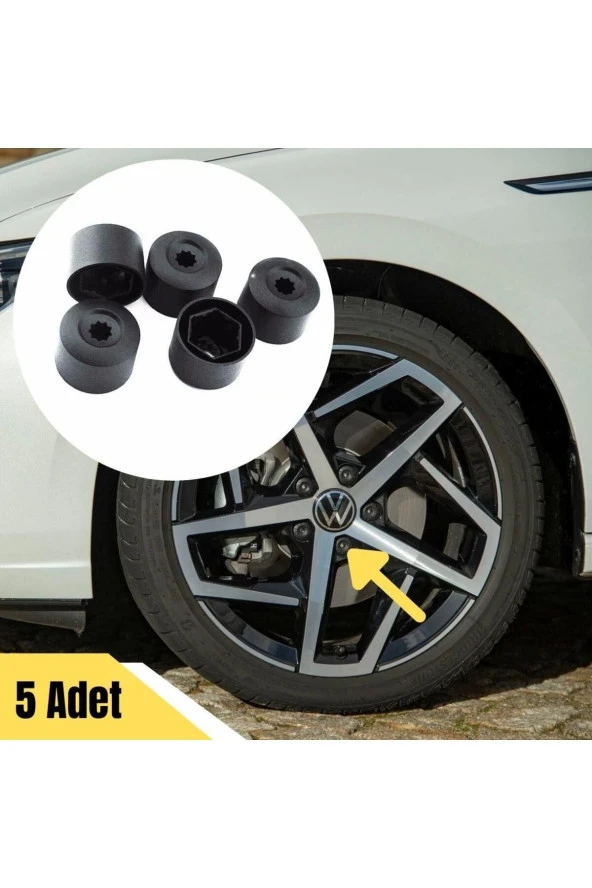 Bijon Kapağı Şifresiz 5 Adet Siyah Vw Scirocco 2015-2018 1k0601173