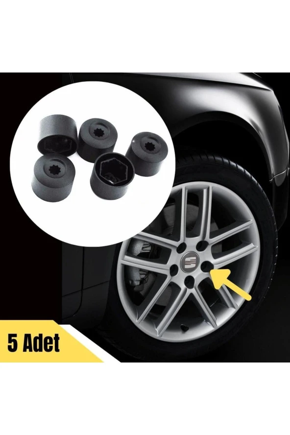 Bijon Kapağı Şifresiz 5 Adet Siyah Seat Exeo 2009-2014 6x0601173b