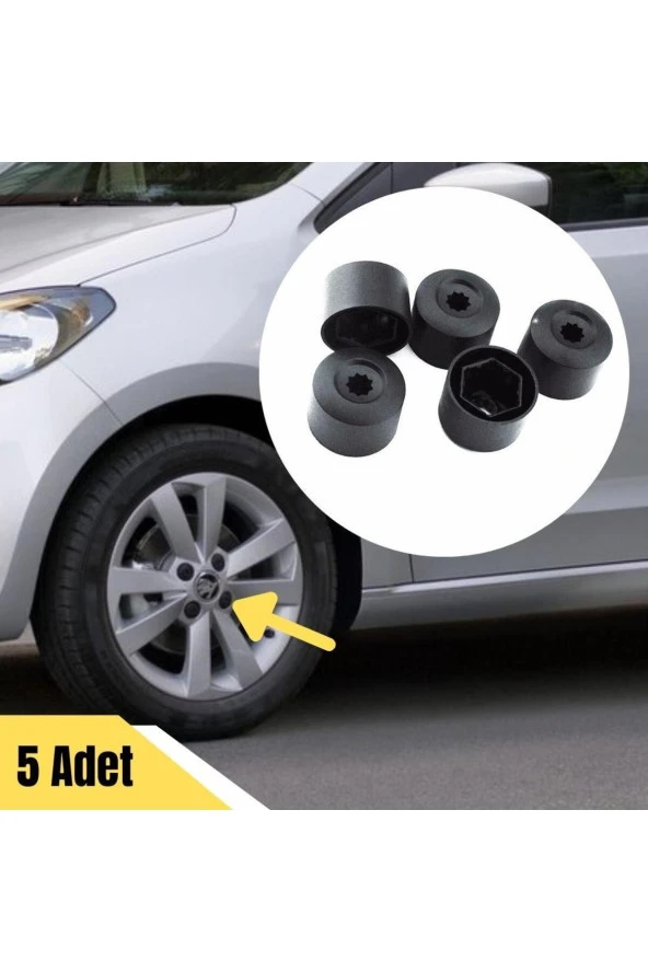 Bijon Kapağı Şifresiz 5 Adet Siyah Skoda Citigo 2012-2020 1k0601173