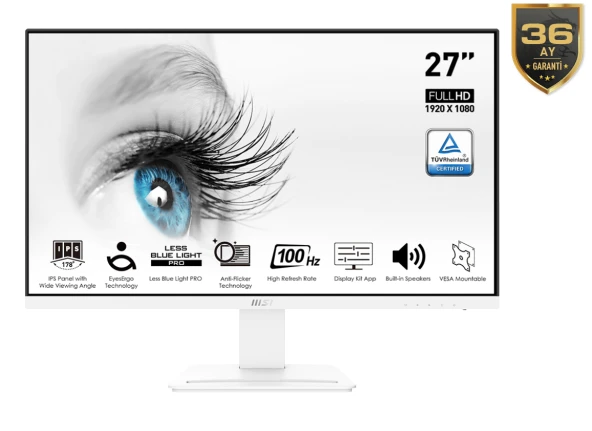 Msı 27 Msı Pro Mp273aw 1920X1080 Fhd Flat Ips 100Hz Antı-Glare Beyaz Monıtor