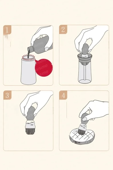 Hazneli Silikon Yağ Sos Ve Yumurta Fırçası Yağ Fırçası Yağlık Silikon Fırçalı Yağdanlık Royaleks-İND687 - 3