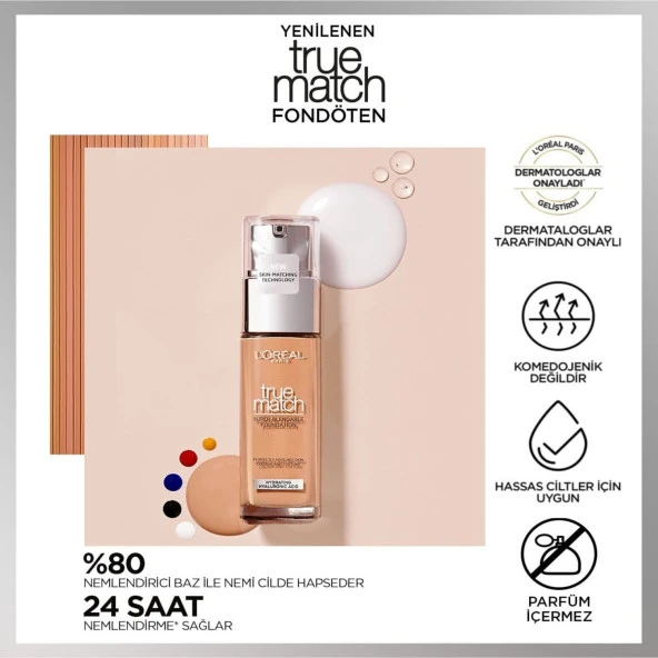 L'Oréal Paris True Match Bakım Yapan Fondöten - 3C Soğuk Alt Ton - 4
